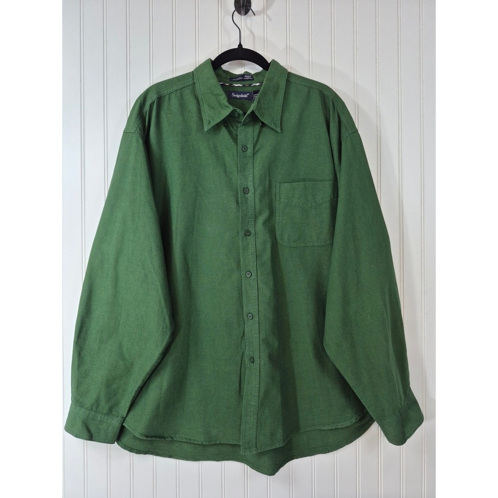Sedgefield Mens XXL Forest Green Cotton Wrinkle Resistant Button Down Shirt